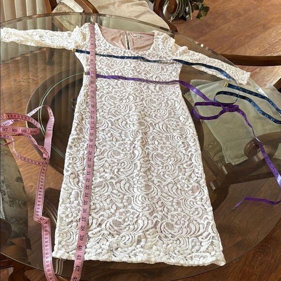 Eva Mendes for New York & Company White Lace Crotchet Midi Dress Sz 2 3/4 Sleeve - Picture 16 of 17